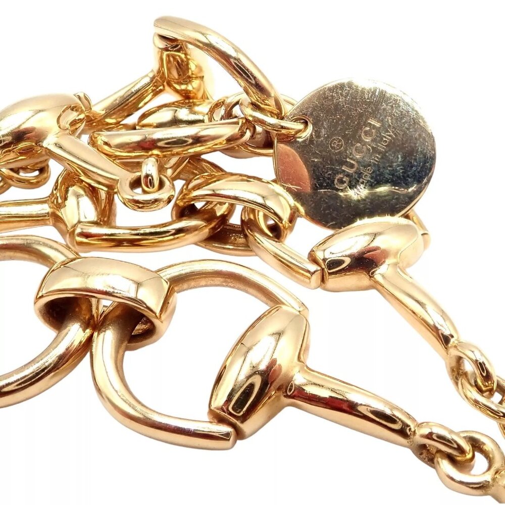 Rare! Authentic Gucci 18k Yellow Gold Horsebit 34.5" Long Chain Sautoir Necklace - Picture 10 of 11